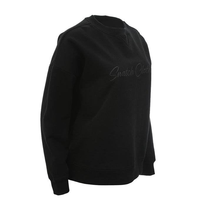 Women's Embroidered Crew Sweater Black - SF2001BK