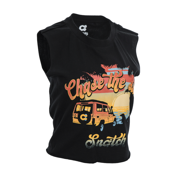 Women's Chasing Sunsets Muscle Crop Black - SF1102BK