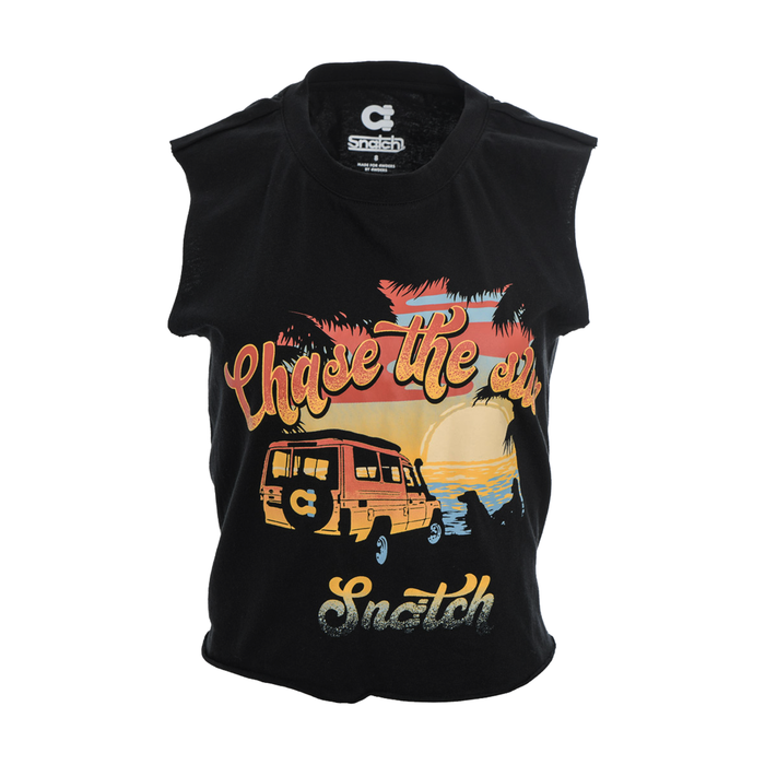 Women's Chasing Sunsets Muscle Crop Black - SF1102BK