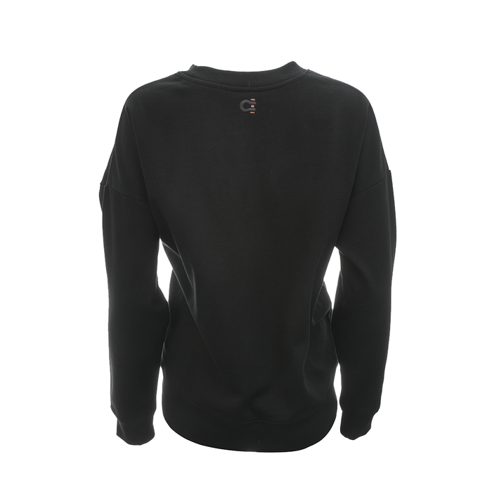 Women's Embroidered Crew Sweater Black - SF2001BK