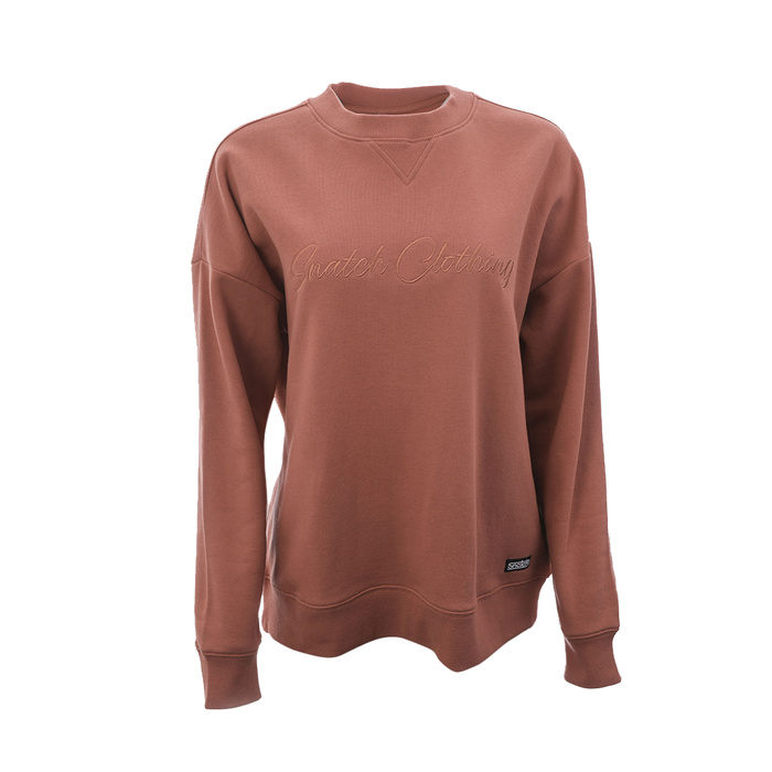 Women's Embroidered Crew Sweater Dusty Terracotta - SF2001DT