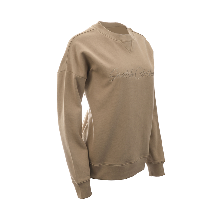 Women's Embroidered Crew Sweater Sand - SF2001SD