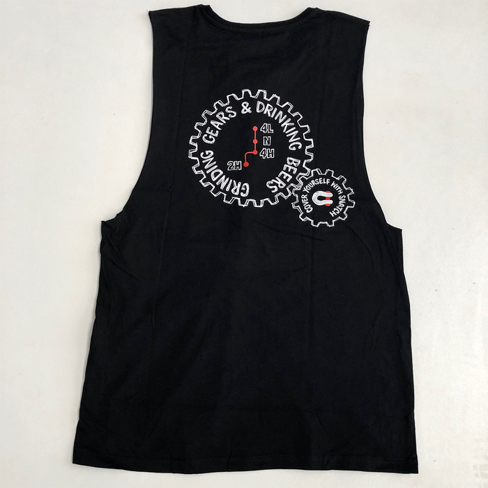 Muscle Top Graphic Print Grinding Gears Black